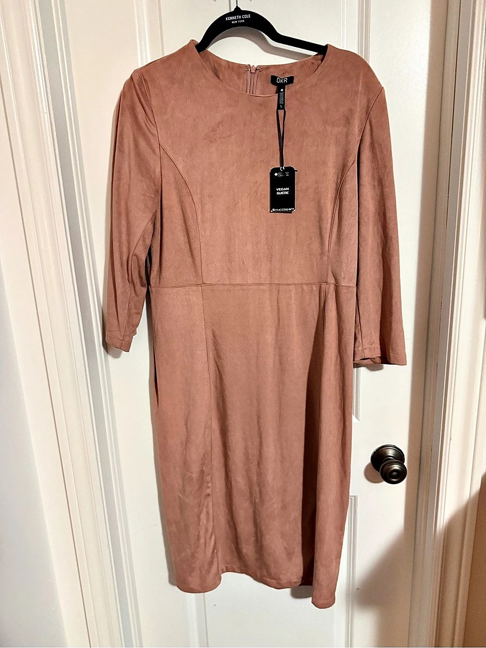 DKR Vegan Suede Midi Dress in Brown Size Medium NWT